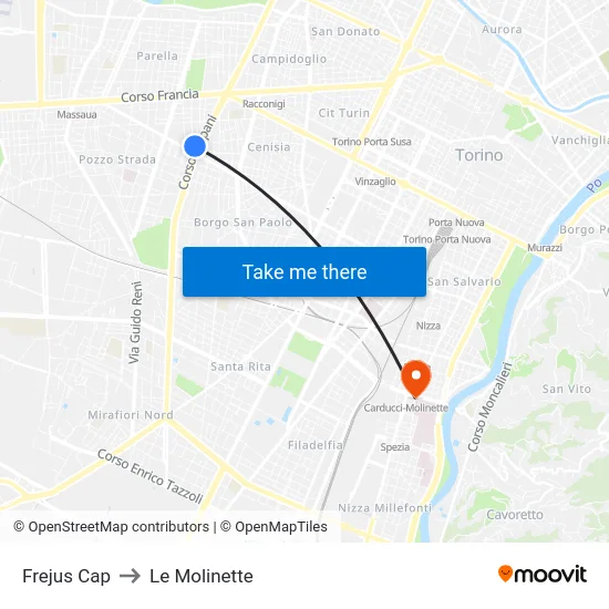 Frejus Cap to Le Molinette map