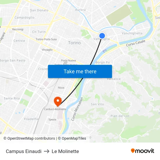 Campus Einaudi to Le Molinette map