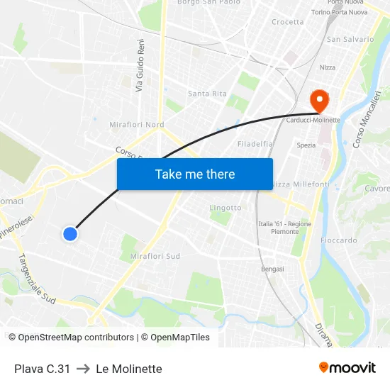 Plava C.31 to Le Molinette map