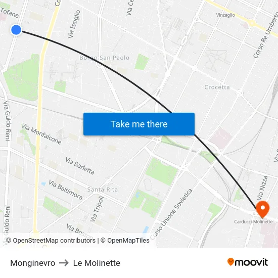 Monginevro to Le Molinette map