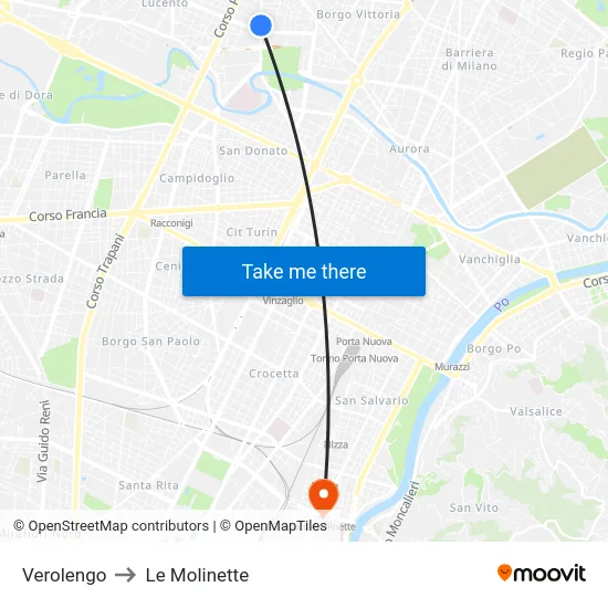 Verolengo to Le Molinette map