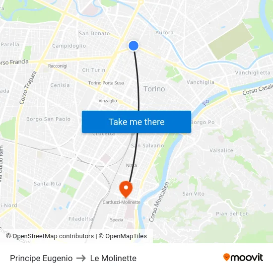 Prince Eugene to Le Molinette map