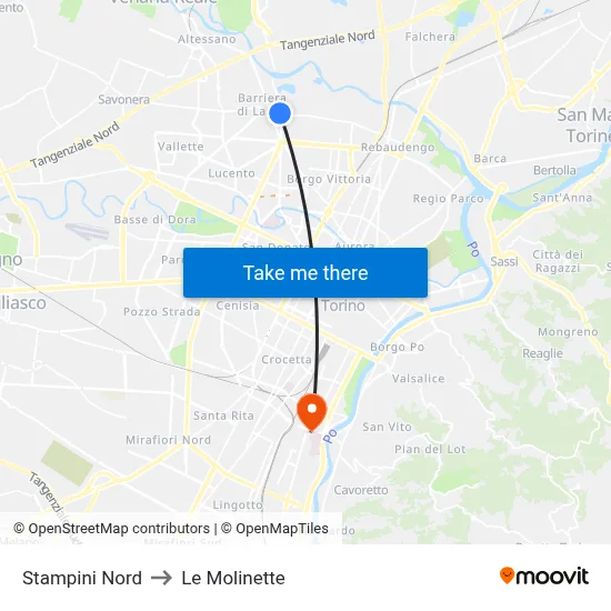 Stampini Nord to Le Molinette map