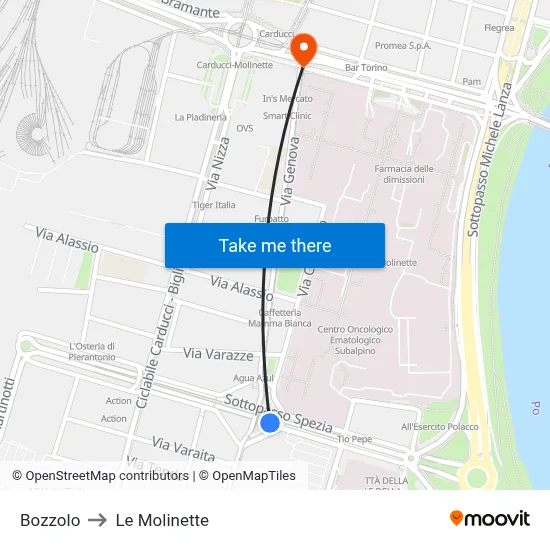 Bozzolo to Le Molinette map