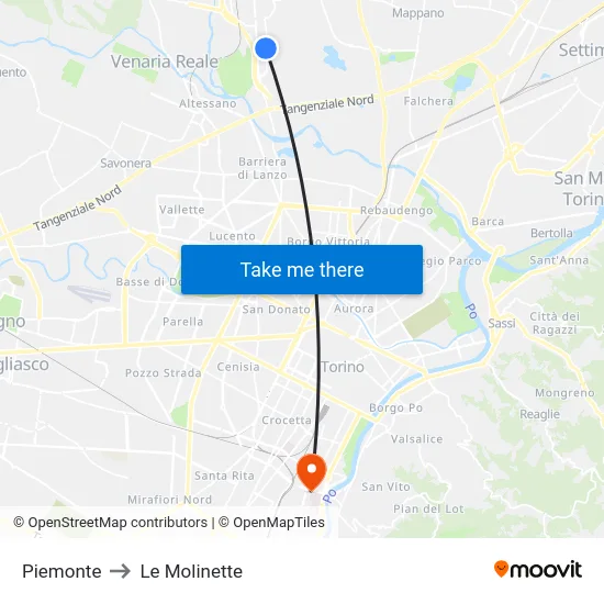 Piemonte to Le Molinette map