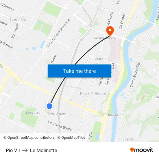 Pio VII to Le Molinette map