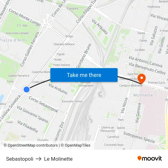 Sebastopoli to Le Molinette map