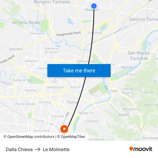 Dalla Chiesa to Le Molinette map