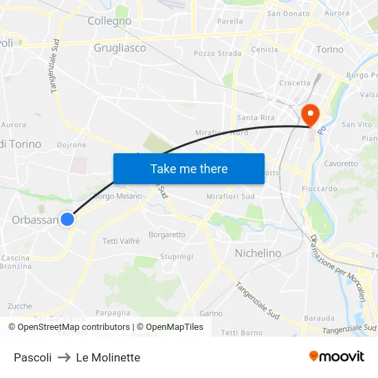 Pastures to Le Molinette map