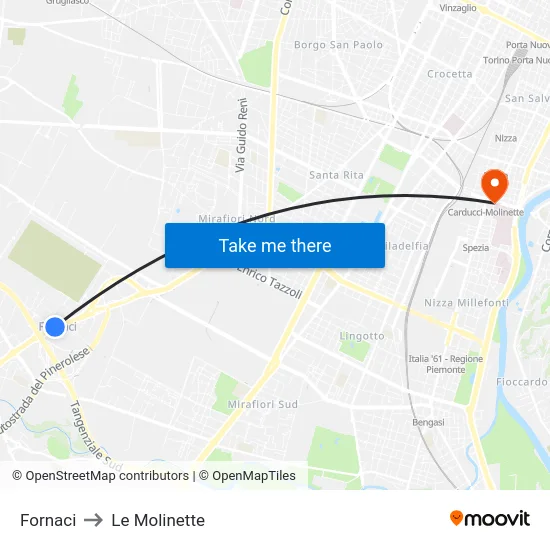 Furnaces to Le Molinette map