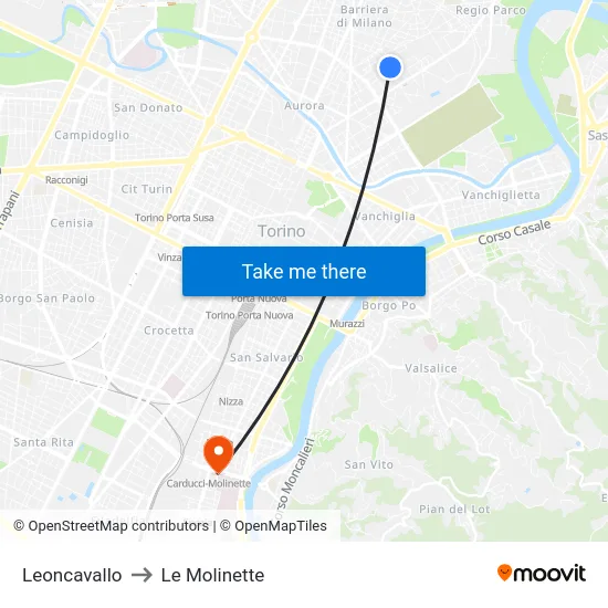 Leoncavallo to Le Molinette map