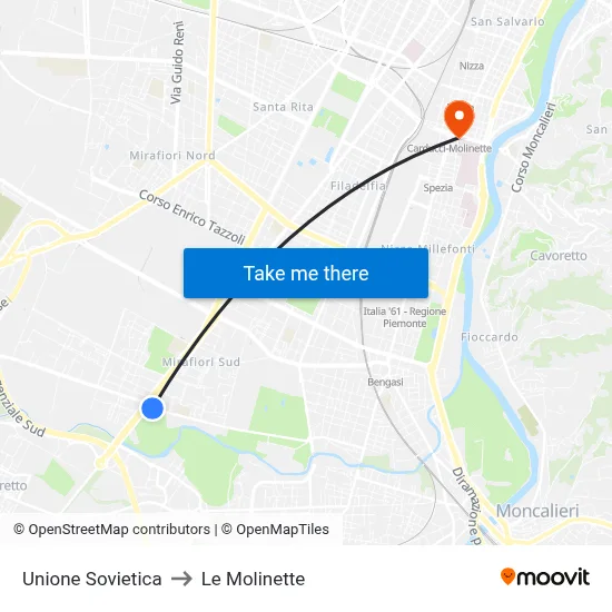 Soviet Union to Le Molinette map