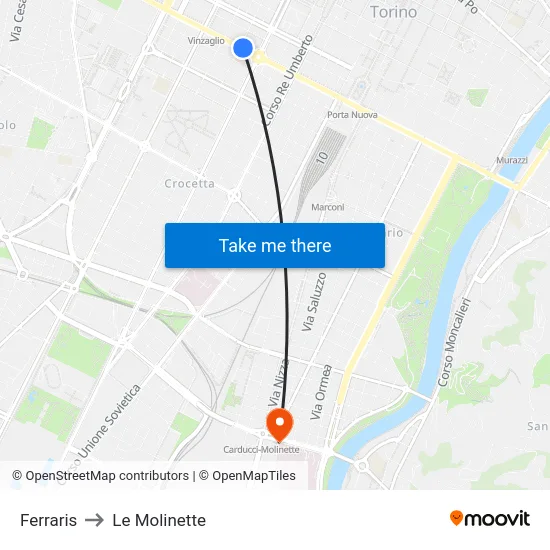 Ferraris to Le Molinette map