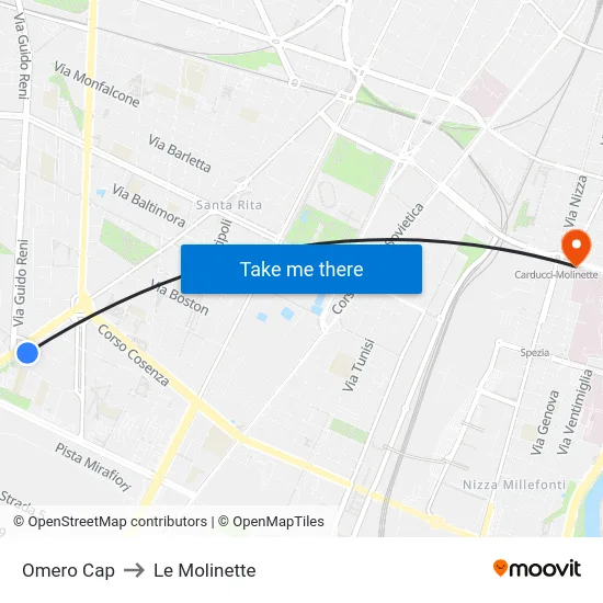 Omero Cap to Le Molinette map