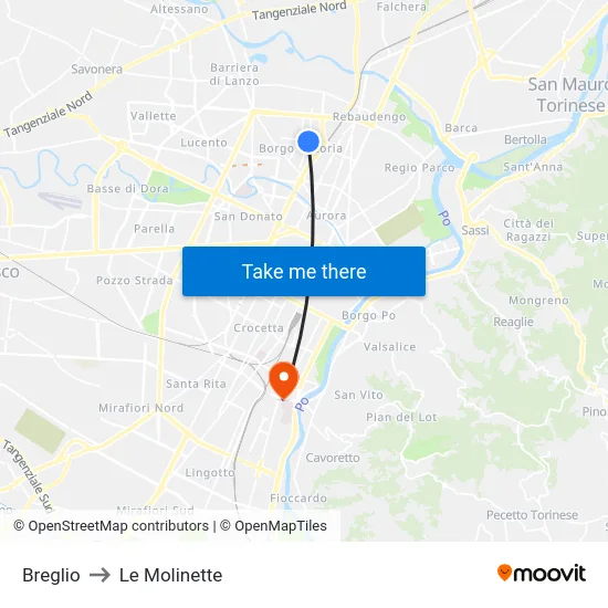Breglio to Le Molinette map