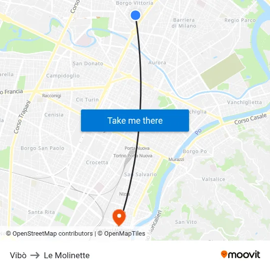 Vibò to Le Molinette map