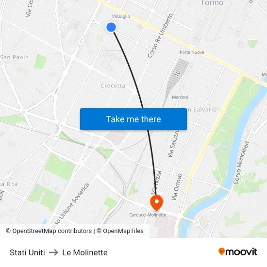 Stati Uniti to Le Molinette map