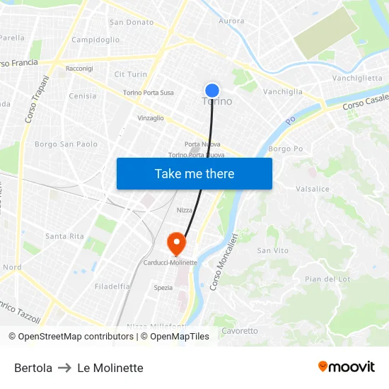 Bertola to Le Molinette map