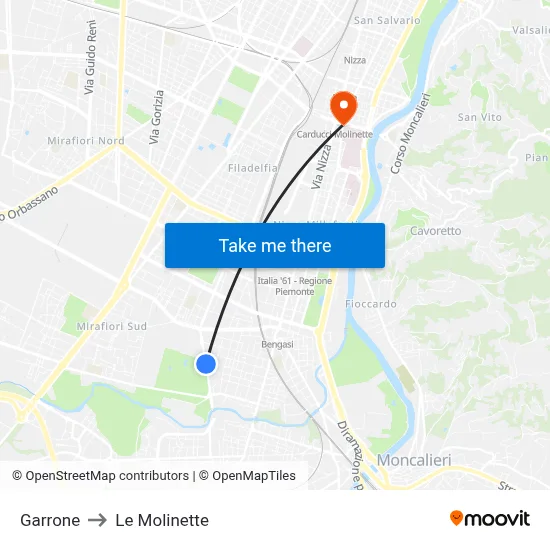 Garrone to Le Molinette map