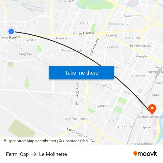 Fermi Cap to Le Molinette map