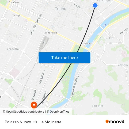 New Palace to Le Molinette map