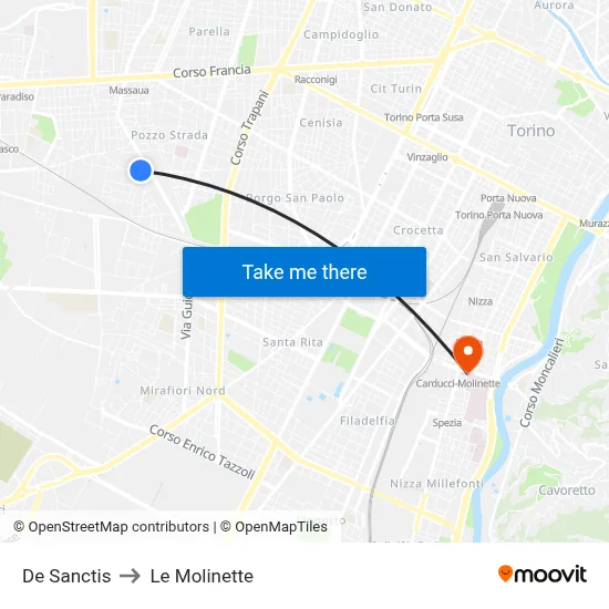 De Sanctis to Le Molinette map
