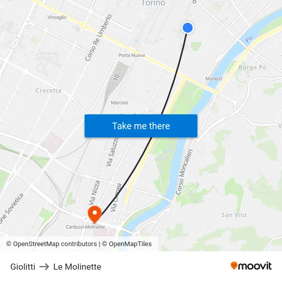 Giolitti to Le Molinette map