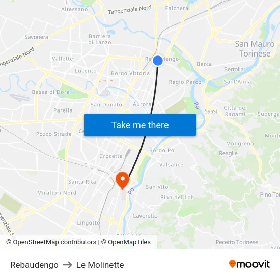 Rebaudengo to Le Molinette map