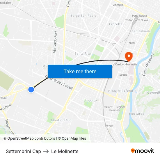 Settembrini Cap to Le Molinette map
