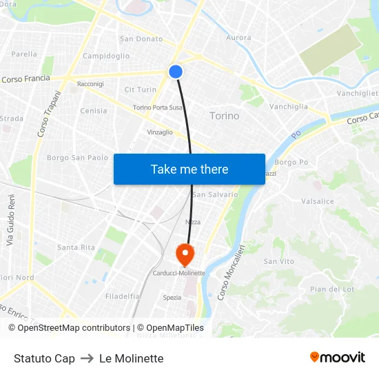 Statuto Cap to Le Molinette map