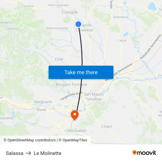 Salassa to Le Molinette map