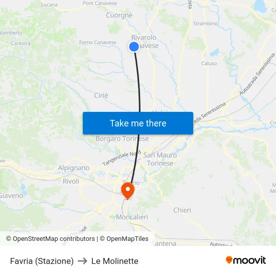 Favria (Station) to Le Molinette map