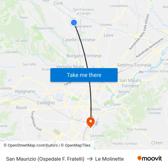 San Maurizio (F. Brothers Hospital) to Le Molinette map