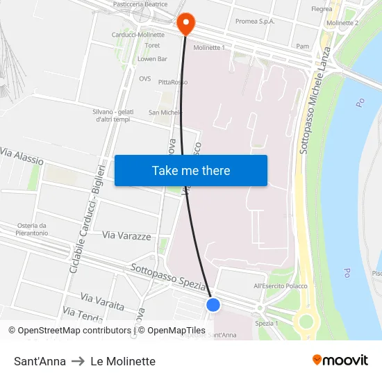 Sant'Anna to Le Molinette map