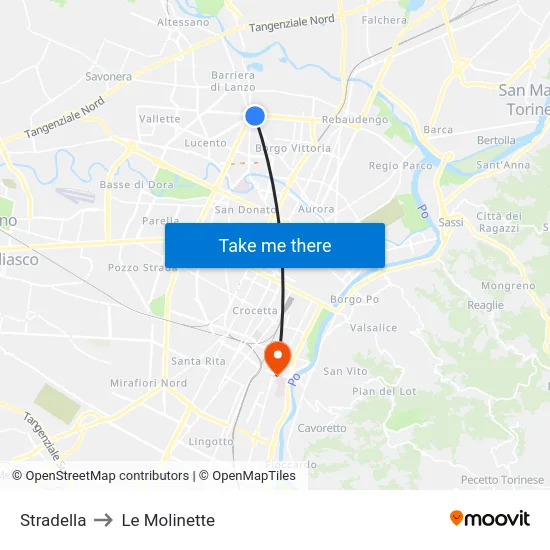 Stradella to Le Molinette map