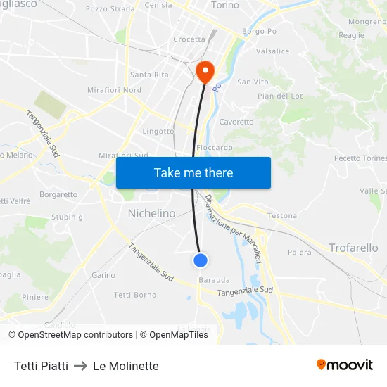 Tetti Piatti to Le Molinette map
