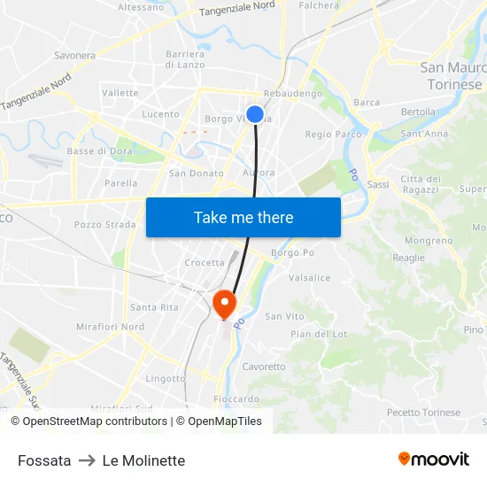 Fossata to Le Molinette map
