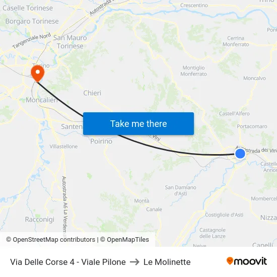 Via Delle Corse 4 - Viale Pilone to Le Molinette map
