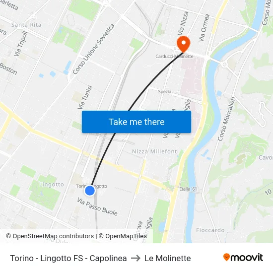 Torino - Lingotto FS - Capolinea to Le Molinette map