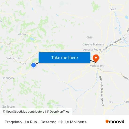 Pragelato - La Rua' - Caserma to Le Molinette map