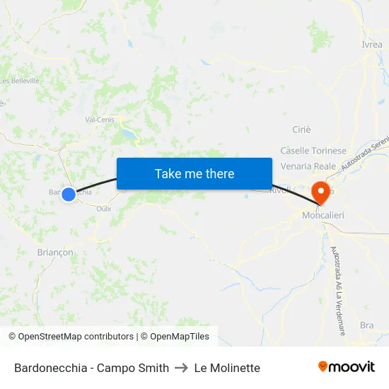 Bardonecchia - Campo Smith to Le Molinette map