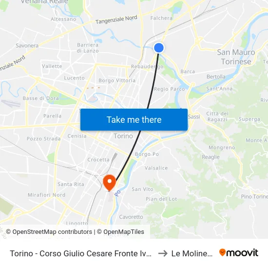 Torino - Corso Giulio Cesare Fronte Iveco to Le Molinette map