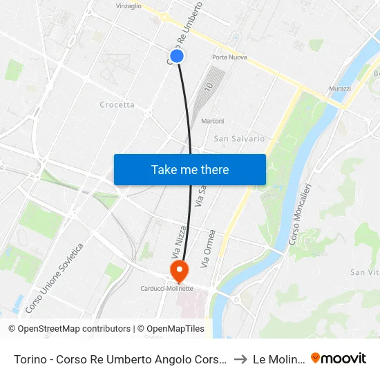 Torino - Corso Re Umberto Angolo Corso Stati Uniti to Le Molinette map