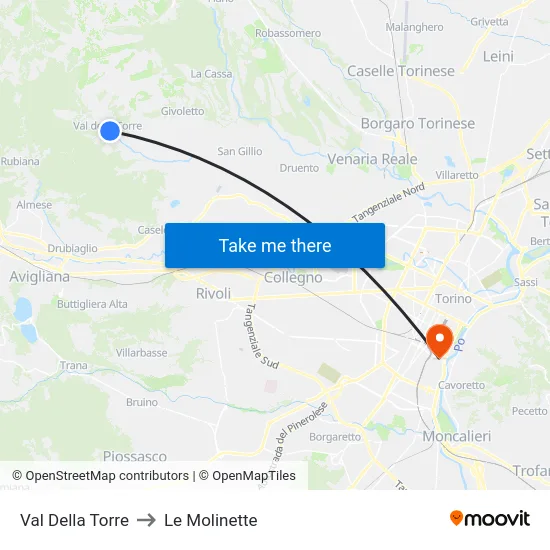 Val Della Torre to Le Molinette map