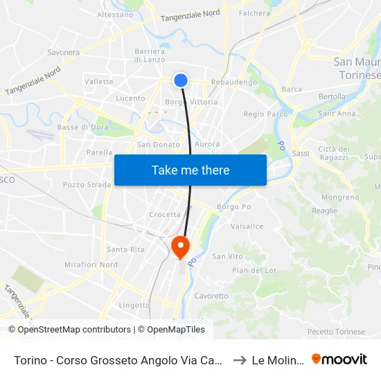 Torino - Corso Grosseto Angolo Via Casteldelfino to Le Molinette map
