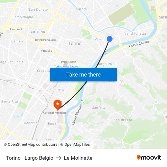 Torino - Largo Belgio to Le Molinette map