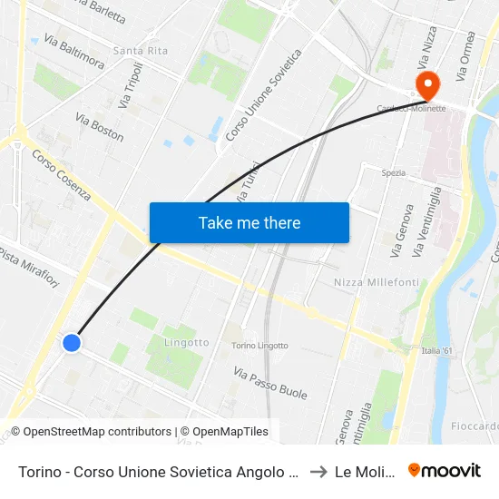 Torino - Corso Unione Sovietica Angolo Corso Traiano to Le Molinette map