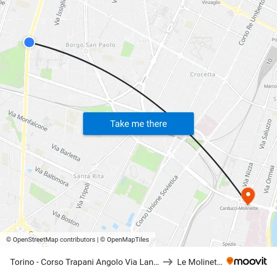 Torino - Corso Trapani Angolo Via Lancia to Le Molinette map