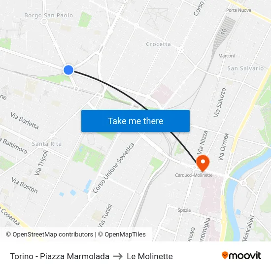 Torino - Piazza Marmolada to Le Molinette map