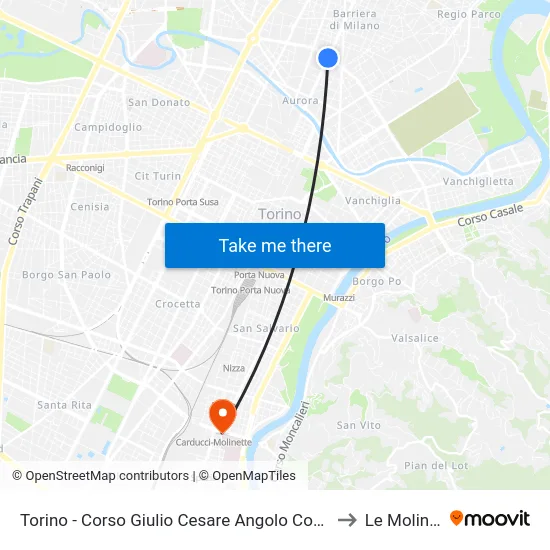 Torino - Corso Giulio Cesare Angolo Corso Novara to Le Molinette map